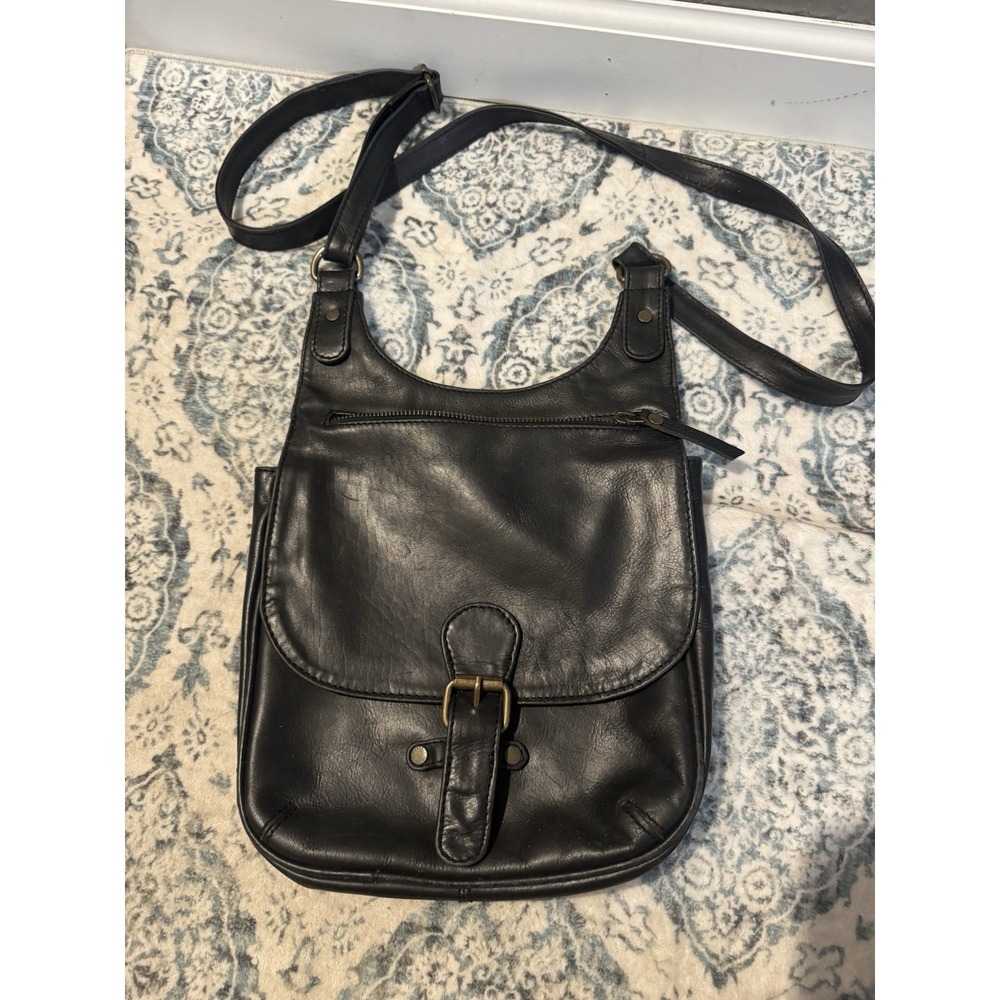 FatFace Anna Black Oiled Crossbody Bag Excellent Condition
